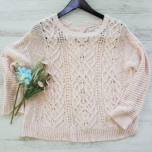 LC Lauren Conrad Sweaters - Slouchy Tie Back Cable Sweater
